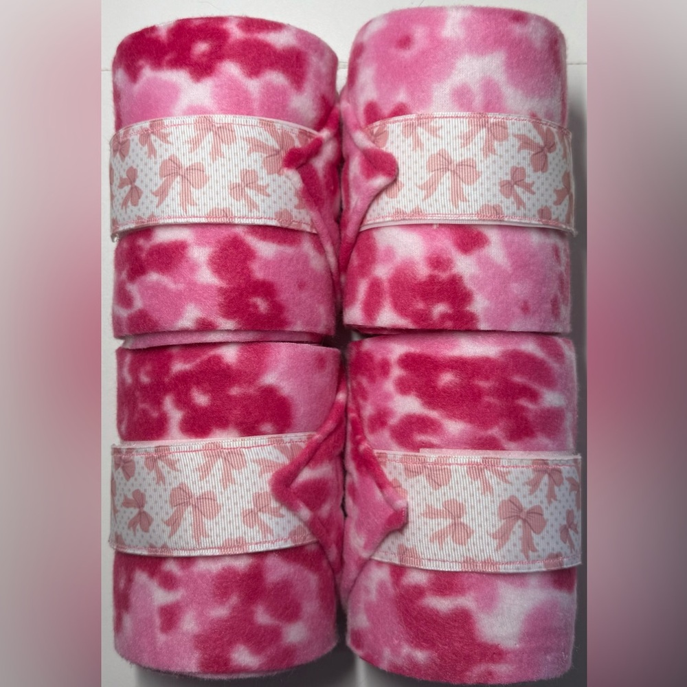 Pink Leg Wraps with Bow Accent